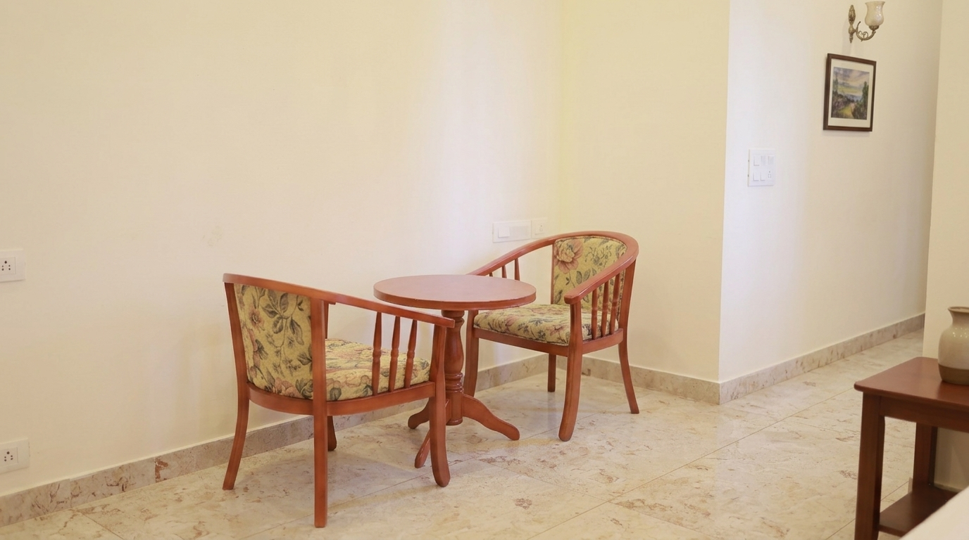 Comfortable indoor seating area at Le Meadows Serenity